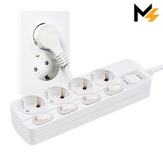 몬스터탭 국산 개별 절전 과부하차단 스위치멀티탭 슬림플러그, 1개, 개별 4구 화이트, 5m