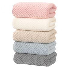 투데이리빙 5p 프리미엄 와플 세면 타월 호텔 타올 가정용 샤워 부드러운 극세사 고리형 수건, 5개, 화이트+핑크+블루+그레이+베이지