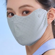 DFMEI 防曬口罩女夏季防紫外線新款高顏值可水洗透氣冰絲立體面罩薄, 17.5 x 9.5cm, 灰色:如圖