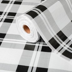 주방 캐비닛 라이너용 서랍 라이너 및 선반 라이너 비접착식 미끄럼 방지 선반 종이 두껍고 강한 그립 방수 쉬운 선반 찬장 책상 그린 격자 무늬 패턴 44.5cm x, 블랙