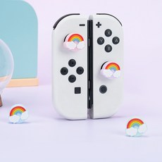 QTR OLED搖桿帽 Switch Lite 蘑菇頭 搖桿套 蘑菇帽 貓肉球 聖誕節 類比套 搖桿保護 類比搖桿 極想, 1個, 彩虹雲朵_極想品牌四入組, 彩虹雲朵, 極想品牌四入組