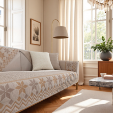 APOIO 사계절용 소파패드 촉감좋은 부드러운 퀼트 자수 논슬립 쇼파패드