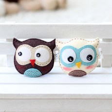 베이비 부엉이 브롯치 펠트 양말인형 교구diy, 아이보리, 1개