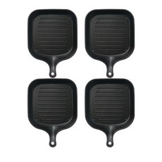 가벼운 사각 손잡이 앞접시 4P 세트, 4개, 블랙