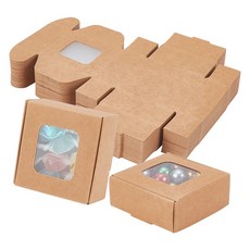 48개 정사각형 크라프트지 사탕 상자 투명창 선물상자 5.5cmX5.5cm, 탠껍질