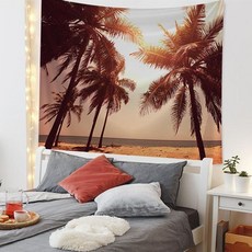 초대형 패브릭 포스터 인테리어 바다 벽 야자수 해변 천 카페 매장, 3. 2.3x1.8m, 4. 해변 04호, 1개