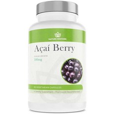 Nature Restore 유기농 아사이 베리 보충제 동결 건조 아사이 베리 캡슐 90개 GMO 없음 글루텐 프리 비건, 1개, 90정