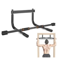 2단 문틀 철봉 높이조절 와이드그립 턱걸이 풀업바 더블 철봉 미끄럼 방지 가정용 실내 운동 기구 구멍 없이 설치, 검정