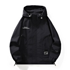 戶外防風防潑水連帽情侶衝鋒衣 M-5XL 黑色 紫色