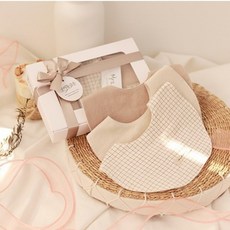 [출산백일선물] 네츄럴 린넨턱받이 3종세트 (선물포장)