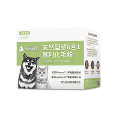 毛孩時代 天然型態6合1 專利化毛粉, 1g, 30個, 綜合營養補充品