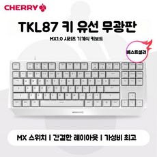 체리 MX1.0 키보드 기계식 유선 게이밍 기계식키보드, 87개의 키, 흑축, 유선-무광-화이트모델