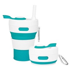 JSHYGOUP 실리콘 접이식 여행용 머그 그레이 450ml / 15온스 - 누출 방지 재사용 가능한 실리콘 물병 따뜻한 음료와 차가운 음료용 - 사무실 및 가정 여행 - 식, 초록색