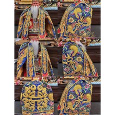 巧之手藝術品 藍色金絲繡線浮鶴袍 凸棉繡線土地公福德正神神明衣鶴袍鶴衣神衣