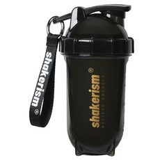 Shakerism 트리탄 스포츠 단백질 쉐이크 컵, 블랙골드+클리어, 1개, 500ml
