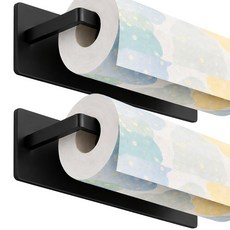 카로히포 무타공 자석 키친타올 걸이, 2개, 블랙