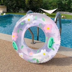 ins亮片粉色少女愛心游泳圈桃心玫瑰金心形加大加厚充氣救生圈游泳圈 泳圈 兒童泳圈 游泳浮板 充氣 打氣 遊, 90#帶把手花瓣泳圈, 1個