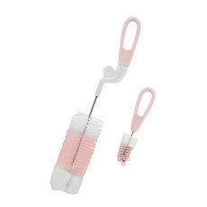 Simba 小獅王辛巴 旋轉式奶瓶刷菜瓜布 2件組, 1組, 蜜粉色