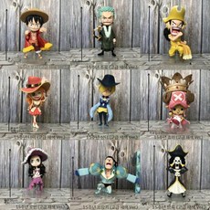 원피스 인물 세트 9 인용 밀짚 모자 그룹 애니메이 피규어, 6 무작위, 선물 상자가 없음, 1개