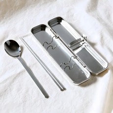 不鏽鋼環保餐具組, 單色, 湯匙+筷子+收納盒