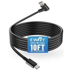 USB C 90도 대시캠 전원 케이블 10피트 교체형 타입 전면 후면 대시 기록용 대시보드 카메라 SUV 트럭용 차량 충전기 USBC 포트 호환 해외 직배송