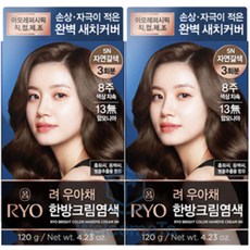 려 우아채 멋내기 새치크림 염색약 1+1 뿌리염색 쉬운염색 새치커버, 5N 자연갈색, 2개