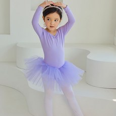 아이꼼므 7~15호 여아발레복 문화센터 발레 스냅형 튜튜치마 아동 유아 키즈 긴팔 발레복 퍼플
