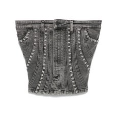 뮈글러 스파이럴 데님 스터드 뷔스티에