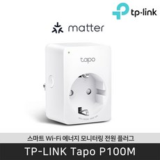티피링크 Tapo P100M 스마트 Wi-Fi 에너지 모니터링 전원 플러그z, 1개