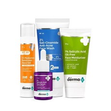 The Derma Co Skincare Full Set Cleansing Foam Serum Moisturizer And Sunscreen Gel, 1개, 210ml