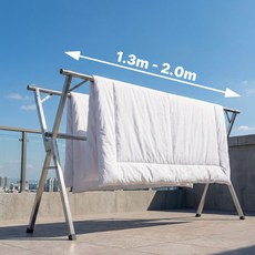 슬러피 튼튼한 이불건조대 접이식 대형 스텐 길이조절 접이식보관, 실버