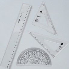 (4P) 플라스틱 투명 자세트 각도기 삼각자 직자 직각, 상세페이지 참조, 상세페이지 참조