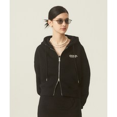 매장정품 오드스튜디오 ODDSTUDIO ODSD 로고 스웨트 크롭 후드집업 - BLACK OO2FFHU101 126372