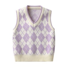 Ruby Kids青少年女童男童菱形針織背心 B124