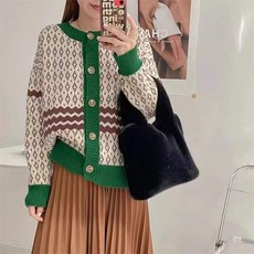 초봄 빈티지 스웨터 니트 가디건 외투 단추 상의 외투녀
