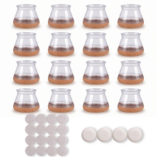 로젠스 탄탄밀착 실리콘 소음방지 식탁의자 발커버, 16개, 투명+브라운