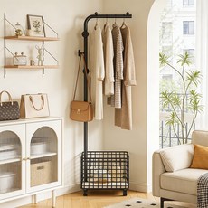 내구성 강화 철제 스탠드 행거 거실 옷걸이 수납대, 검정