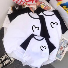 가족티 패밀리룩 맘 커플룩 아빠 엄마 아들 딸 하트 반팔티