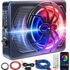 앤더맨 1000W 스마트 자동차 서브우퍼 리모컨 및 앱 이중 제어 10인치 슬림 언더 시트 파워드 베이스 1600만 RGB 컬러 조명 내장 앰프 하이로우 입력 차량용트럭용스포츠, RGB Light - Remote & APP Contr