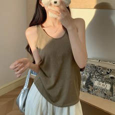 3731春夏季寬鬆慵懶風打底可外穿U領小吊帶背心女式內搭遮肉上衣