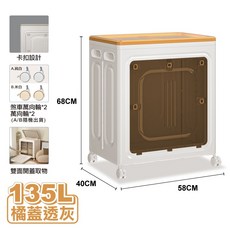ONE HOUSE 日蜜兒側開收納箱 儲物櫃/衣物收納/滾輪整理箱/摺疊收納箱, 1個, 橘蓋透灰