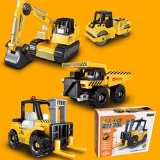 4D 중장비 만들기 포크레인 지게차 덤프트럭 조립완구, 색상랜덤