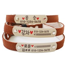 미소펫 인디 INDI 강아지 고양이 인식표 목줄, 1개, 브라운