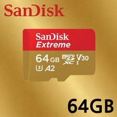 샌디스크 microSD Class10 Extreme UHS-I U3 V30 4K 마이크로SD카드, 64GB, 1개