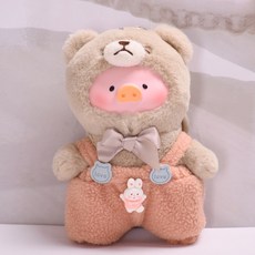 臺灣發貨-【僅衣服】盲盒掛件LuLu豬衣服可愛背帶褲帽子複古泰迪豬換裝娃衣, 1個, 粉色背帶褲（僅售娃衣，不含娃娃）,適合掛件lulu豬