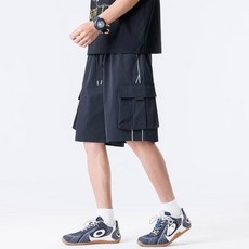 運動短褲 男 夏季 涼感 速乾 寬鬆 透氣 五分褲, 藏青色