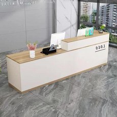 안내 데스크 옻나무 마감 카운터 옻칠 매장 프론트 카페, 300x60x100cm, 화이트 티크 무광 왼쪽 높이 좌석 A