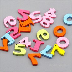 [룰루핑거] 우드비즈 파스텔 숫자 색상랜덤 1.5x1.5x0.3cm (20개입) 2QX-01-101, 없음