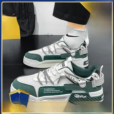 쿠쿠스토어 남성 여름 2025 두꺼운 밑창 키높이 캐주얼 보드화 통기성 좋은 만능 스포츠 화이트 운동, 05 다크그린 [플래그십 모델], 06 40