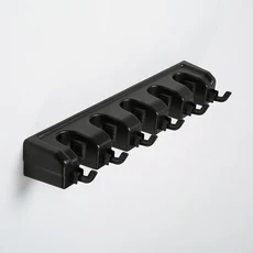 다기능 빗자루 및 걸레 홀더 수납 랙 천 스프링 클립 정리함 플라스틱 벽걸이, H-5ABS 블랙